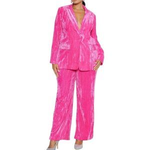 Fashion To Figure - Vana Wide Leg Velvet Pantsuit Sz 0/ US 12